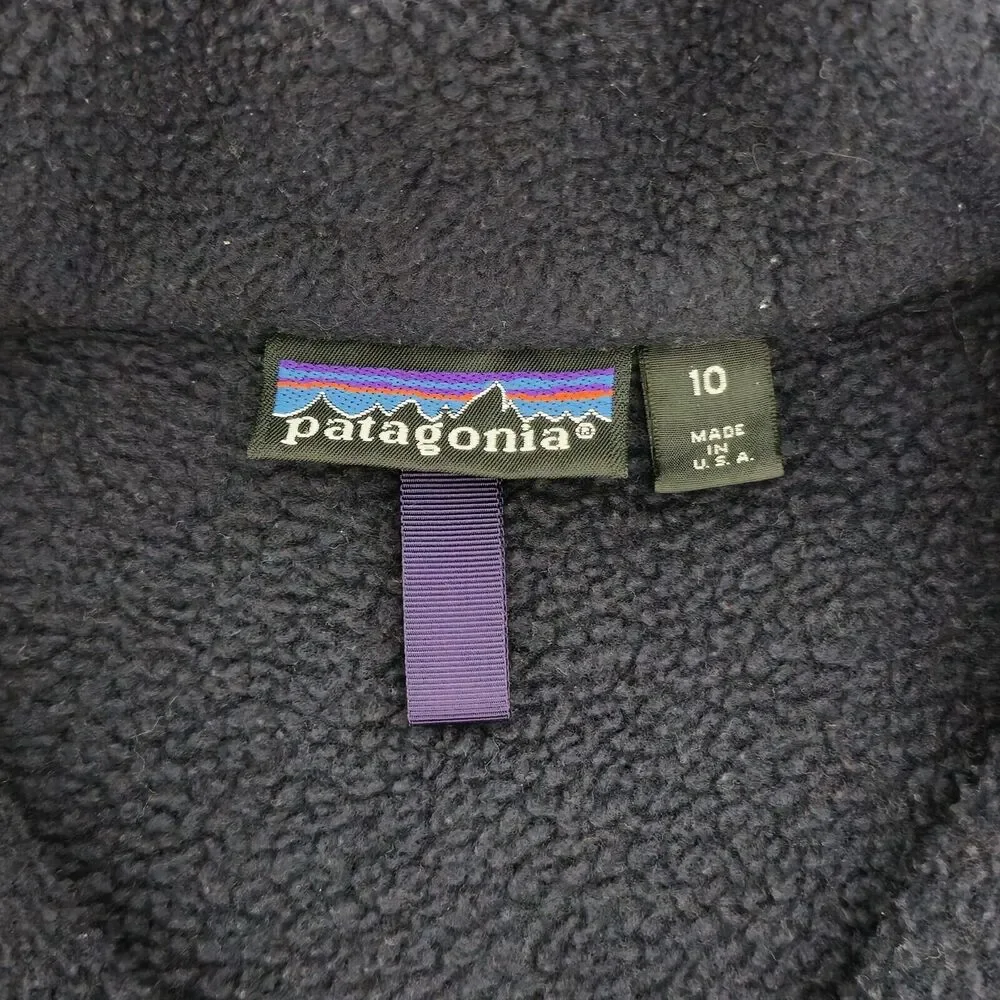 Vtg Patagonia Synchilla Blue Fleece Jacket Womens Size 10 Full Zip 90s USA Retro